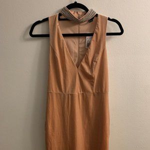 Pink Velvety Dress w/ Deep V-Neck